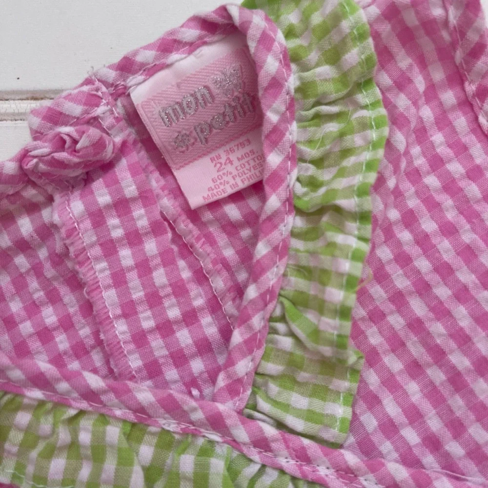 VINTAGE Y2K EUC Gingham Seersucker Butterfly Appliqué Bloomer Set - Picture 2 of 2